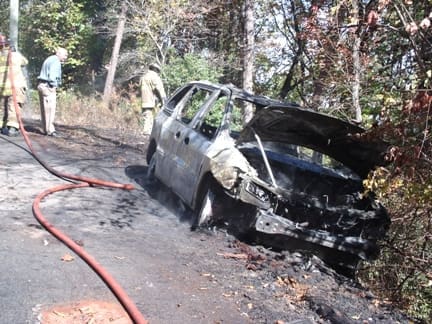 Vehicle Runs Off Daybreak Road Fire Follows