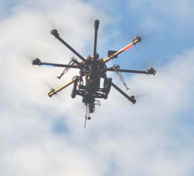 Camera drone used by  production crews used to take video shots at Helen to Atlantic Balloon Race  Photo by: Rob Moore